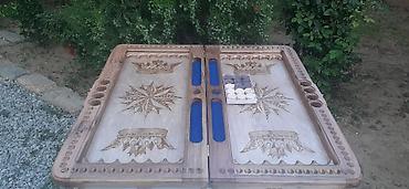 Nərdlər: Taxta oymalı nərd/şahmat/backgammon lövhəsi - Material: tam ağac — 12