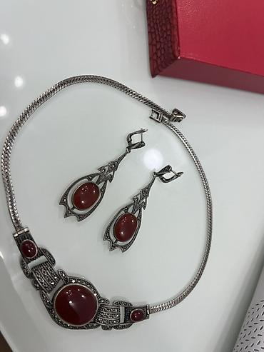 Серебряный набор с натуральным камнем