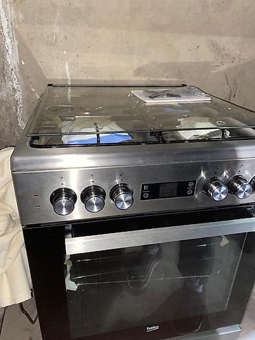 Печи, плиты: Плита комбинированная Beko, свободностоящая, нержавеющая сталь/черное — 6