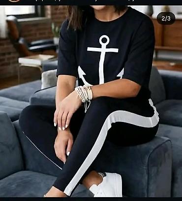 burberry papuce: Ženski dvodelni set – majica i trenerka, mornarski stil - Gornji deo — 2