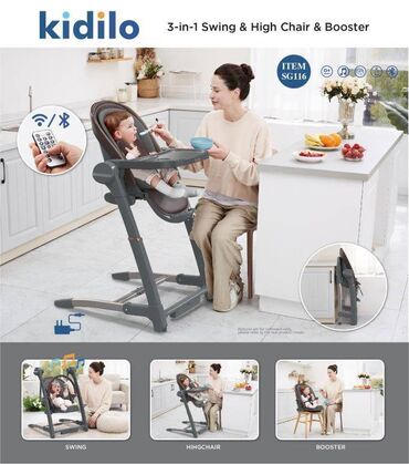 Gəzinti arabaları: 🚀 Kidilo 3-in-1 Swing | High Chair | Booster – Multifunksional