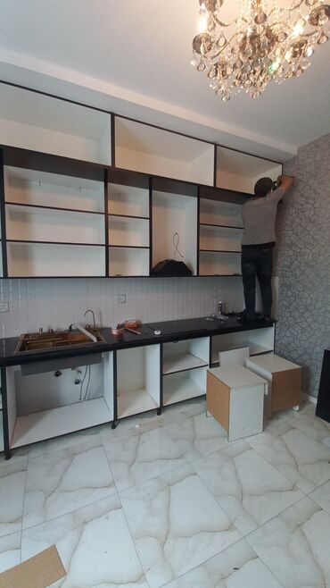 Sifarişlə mətbəx mebeli: Sifarişlə mətbəx dəsti, Özü çəkən petlələr, MDF, Kredit var, Pulsuz çatdırılma — 2