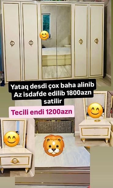 dəmir asılqan: Yataq otağı dəsti – krem rəngli, qızılı dekorlu klassik dizayn — 1