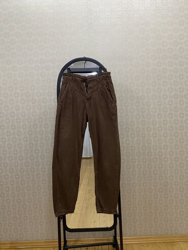 женские брюки с высокой посадкой: Брюки XS (EU 34), цвет - Коричневый