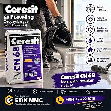 su krantlari: Ceresit CN 68 – Özü-özünə yayılan döşəmə harçı (Self-leveling / Şap) — 1