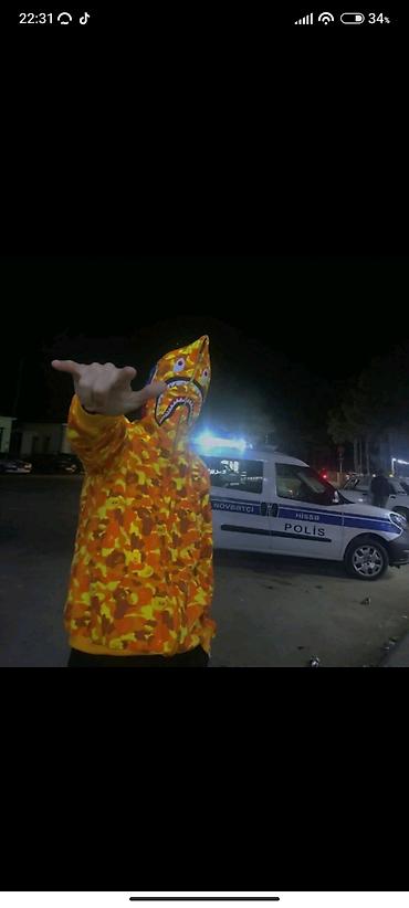 esger geyimi: BAPE Shark Hoodie – narıncı kamuflyaj TAM ORGİNALDİ 150 AZN ALINIB — 3