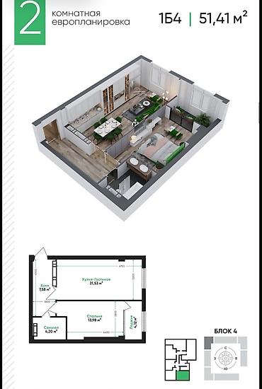 без агенство: 2 комнаты, 52 м², Технопарк Элитка, 9 этаж, ПСО (под самоотделку) — 2
