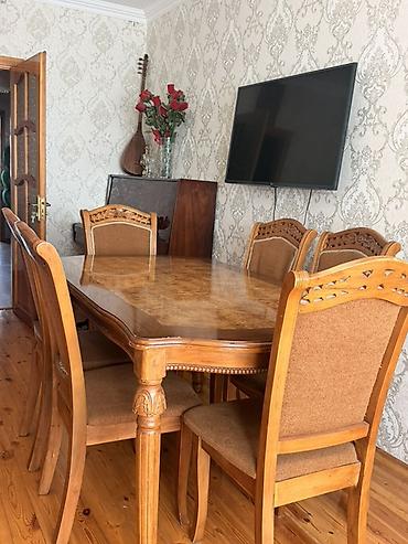 ikinci el stol stul: Qonaq otağı üçün, İşlənmiş, Açılmayan, Dördbucaq masa, 6 stul — 5
