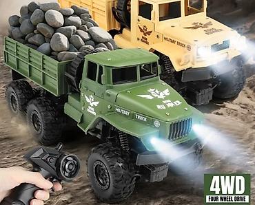 горные машины: Радиоуправляемый внедорожный военный грузовик 4WD (6 колёс) - — 1