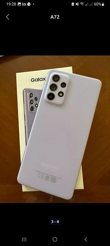 телефон флай iq446: Samsung Galaxy A72, 128 ГБ, цвет - Фиолетовый, Отпечаток пальца, Две SIM карты