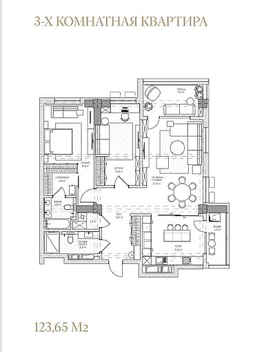 готовые квартиры под псо: 3 комнаты, 123 м², Элитка, 10 этаж, ПСО (под самоотделку) — 4