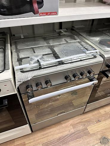Кухонные плиты и варочные поверхности: Газовая плита Simfer, полноразмерная, серебристая (нержавеющая сталь) — 1