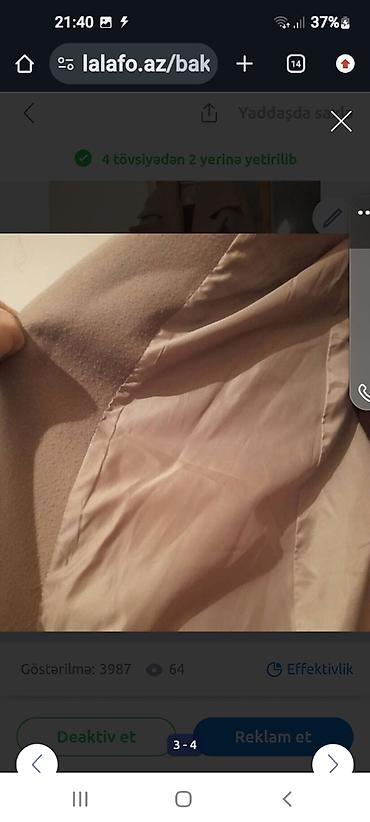 paltolar: Palto L,XL .44. 46.bej seliqeli geyilib Astarlıdır. duymesiz model — 4