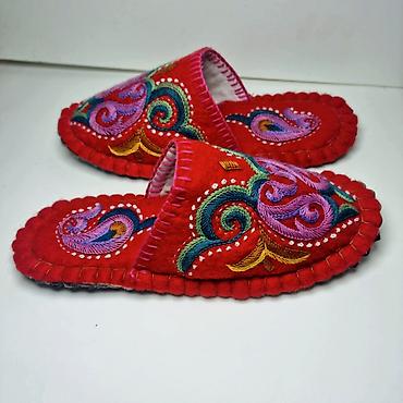 handmade: Домашние тапочки, 37, 37.5, 38, Новый, цвет - Красный, Бесплатная доставка — 2
