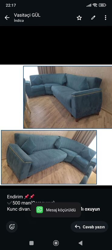 Mətbəx mebeli: Künc divan, İşlənmiş, Açılan, Bazalı, Çatdırılma yoxdur