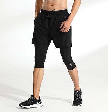 pull and: Мужские спортивные шорты 2-в-1 с компрессионными тайтсами до колена — 1
