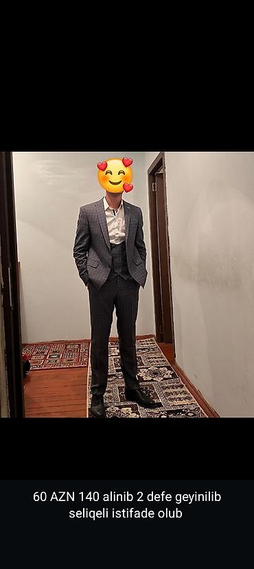 kətan kostyum: 1 defe geyinilib seliqeli istifade olub Kişi üçlük kostyum dəsti: - — 1