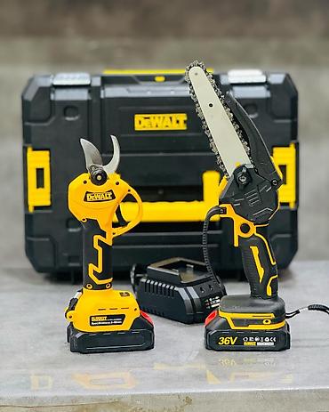 elektrik mişari: Məhsul: DEWALT bağ alətləri dəsti – akkumulyatorlu mini zəncirli mişar — 2