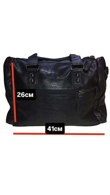 Классические сумки: Черная дорожная сумка из искусственной кожи с двумя ручками сверху и at lalafo.kg — 6 Классические сумки: Черная дорожная сумка из искусственной кожи с двумя ручками сверху и — 6