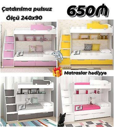 mebel usaq: Uşaq otağı üçün ikimərtəbəli çarpayı dəsti - Ölçü: 240 x 90 sm — 1
