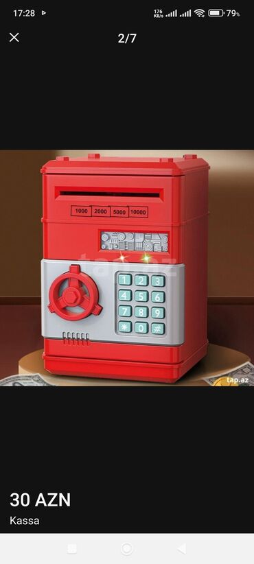 Uşaqlar üçün digər mallar: Pul toplamaq ucun kassa .elektron olanlar 30 AZN.kodla acilir.şifreni — 18