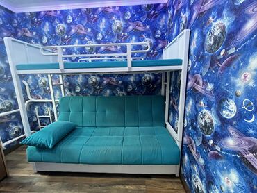 кровать с бортиками: Балдар үчүн эки ярустуу, Колдонулган, Темир, түсү - Көгүлтүр