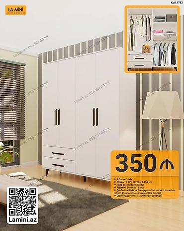 Dolablar: 4 qapılı paltar dolabı - Ölçülər: D 47 × H 200 × E 160 sm - Material — 1