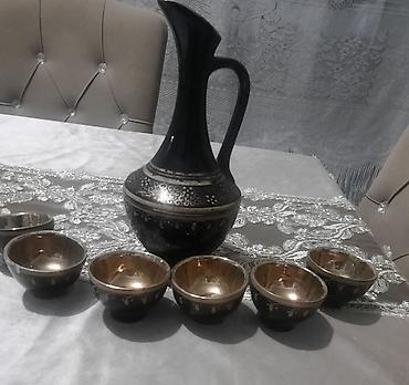 qedimi caydan: Qədim üslubda dekorativ sürahı və piyalə dəsti - Dəst tərkibi: 1 ədəd — 1