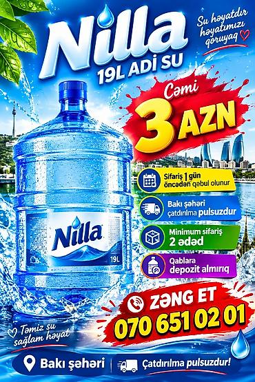 ucuz su: Nilla – 19L adi su - Həcm: 19 litr - Şəhər: Bakı - Xüsusiyyətlər — 1