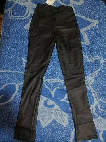 termo helanke za zene: M (EU 38), Faux leather, color - Black, Single-colored
