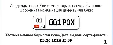 Внешний декор: Особенная комбинация госномерного знака Кыргызстана: 001 POX (регион — 1
