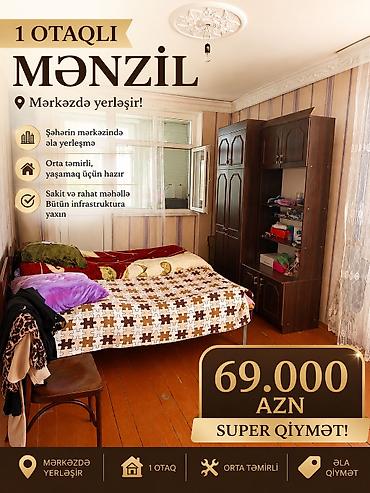 gəncə kirayə evler: Mingəçevir, 1 otaqlı, Köhnə tikili, 34 kv. m — 1
