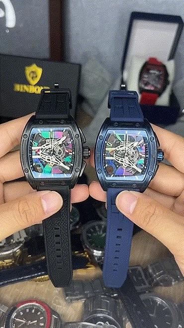 danisan saat: Skeleton dizaynlı kişi qol saatı – rəngli şüşə fonlu tonno — 2