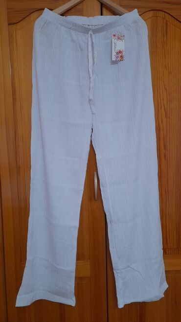 женские брюки джинсы: Брюки Кюлоты, Лето, Made in KG, Лен, Новый, 9XL (EU 58)