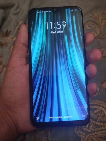 planşet telfon: Redmi Note 8, 64 GB, rəng - Göy, Zəmanət, Sensor, Barmaq izi