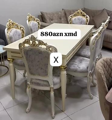 Klassik üslubda yemək dəsti - Dəst: 1 ədəd masa + 6 ədəd stul - Rəng