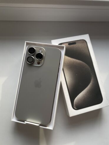 Apple iPhone: IPhone 15 Pro Max, Б/у, 256 ГБ, Серебристый, Зарядное устройство, Защитное стекло, Кабель, 100 %