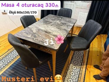 Divanlar: Mətbəx üçün, Yeni, Açılan, Dördbucaq masa, 4 stul