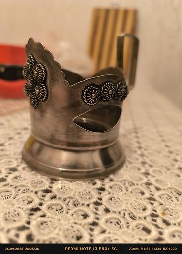 halloween aksesuarları: Metal fincanaltı – stəkan üçün tutacaqlı podstakannik.qədimi stəkan — 1