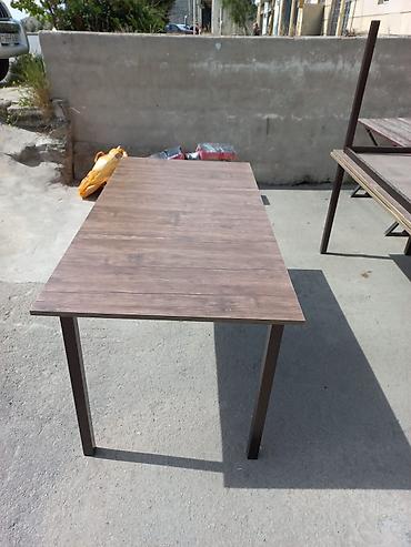 ushaq stolu: Metall karkaslı yemək/iş masası - Ölçü təxmini: 120–140 sm uzunluq — 3