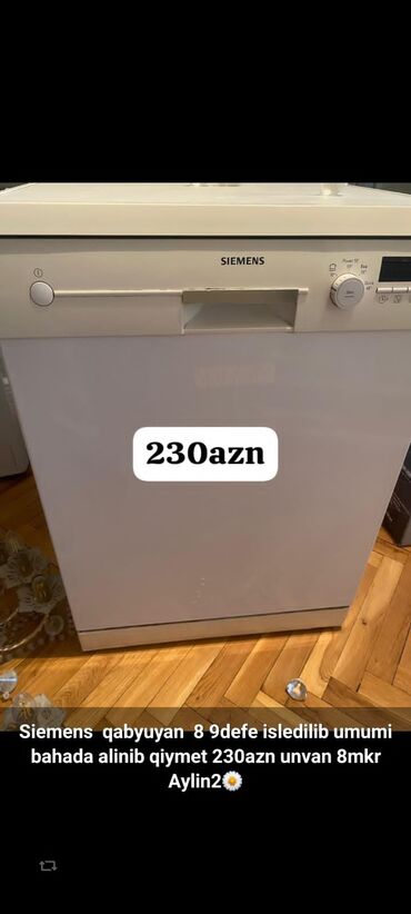 Plitələr və bişirmə panelləri: Qabyuyan maşın Siemens, Tam qabaritli (60 sm.), Ayrıca dayanan