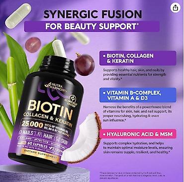 Витамины и БАДы: США для волос кожи ногтей суставов Биотин с коллагеном и кератином — 10