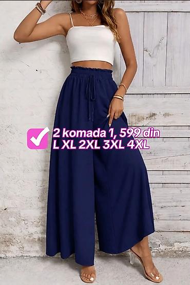 Pantalone: Ženske široke pantalone sa visokim strukom - Kroj: veoma široke — 2