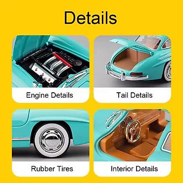 mini mercedes: Kolleksiya modeli – klassik Mercedes 300SL kupe (göy-mint rəng) — 4