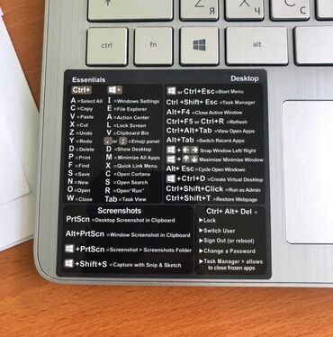 ноутбук для програмирования: Наклейки на ноутбук, со списком горячих клавиш