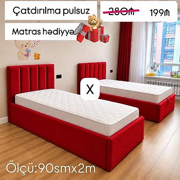 Uşaq/yeniyetmə çarpayısı – qırmızı rəngdə, yumşaq parça ilə üzlənmiş lalafo.az -da Uşaq/yeniyetmə çarpayısı – qırmızı rəngdə, yumşaq parça ilə üzlənmiş