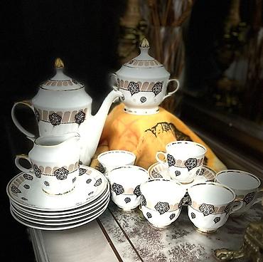 cay: Çay dəsti, rəng - Qara, Xrustal, 6 nəfərlik, Çexiya — 4