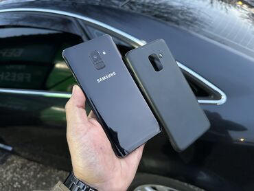 Samsung: Samsung Galaxy A8 2018, Б/у, 64 ГБ, цвет - Черный, 2 SIM