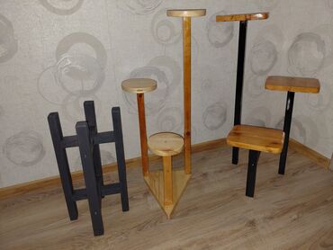 Bitkilər üçün dibçəklər: Taxta bitki stendləri və saksı dayaqları - Material: təbii ağac. Açıq — 6