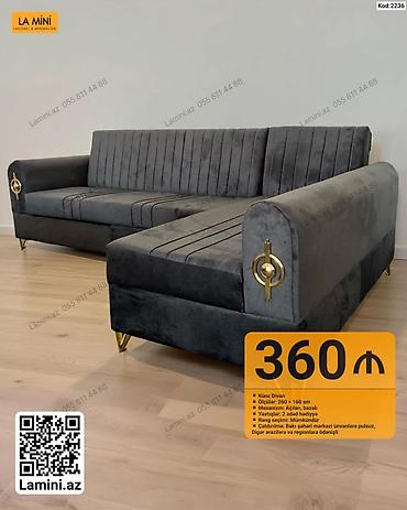Диваны: Künc divan – La Mini • Ölçülər: 260 × 160 sm • Mexanizm: açılan — 1